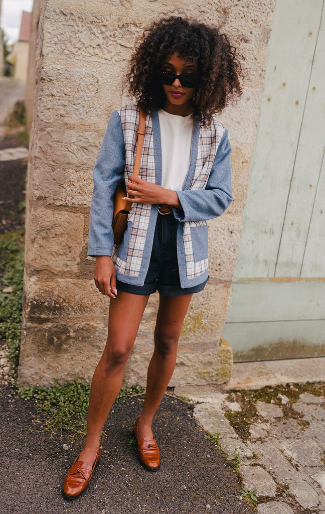 VESTE CHANDLER BLEU - Saaj Paris - The Bradery