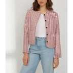 Veste Courte Rayée - Ecru Rayé Rouge - Femme VESTES ET MANTEAUX Cyrillus