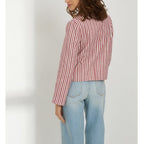Veste Courte Rayée - Ecru Rayé Rouge - Femme VESTES ET MANTEAUX Cyrillus