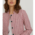Veste Courte Rayée - Ecru Rayé Rouge - Femme VESTES ET MANTEAUX Cyrillus