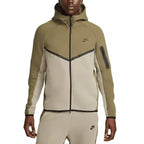 Veste De Survêtement Nike Tech Fleece Full Zip Hoodies - Olive, Blanc