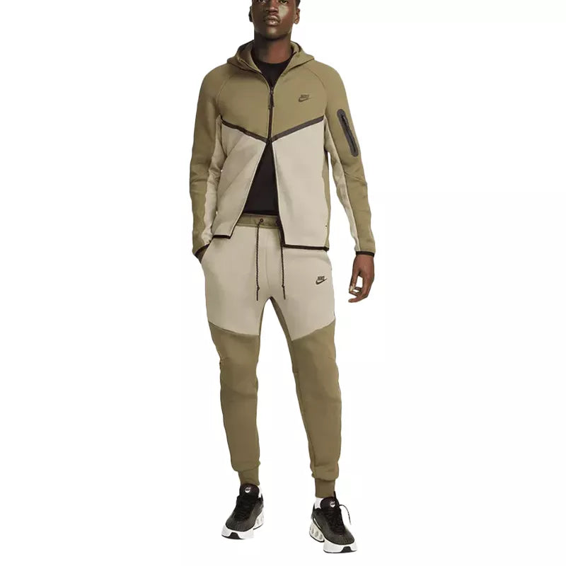 Veste De Survêtement Nike Tech Fleece Full Zip Hoodies - Olive, Blanc