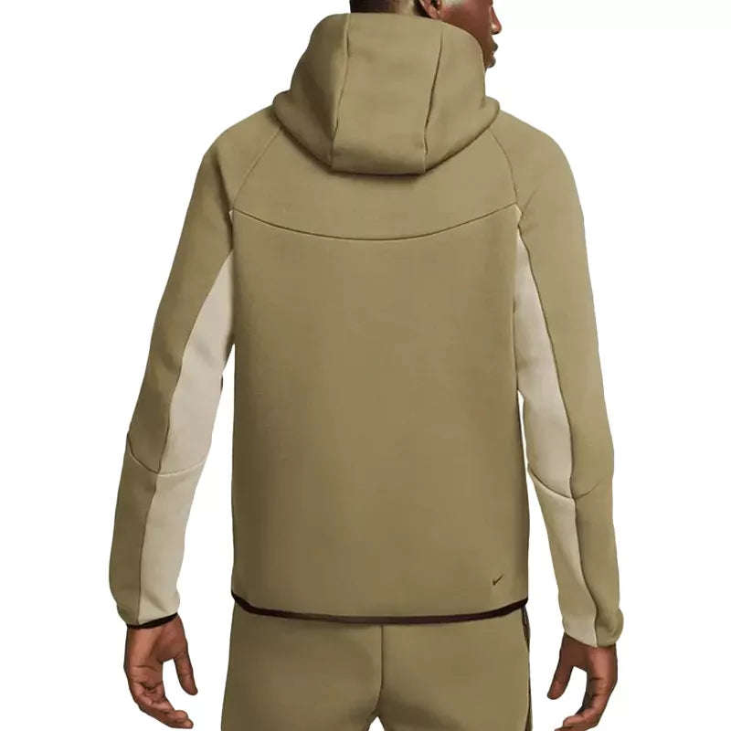 Veste De Survêtement Nike Tech Fleece Full Zip Hoodies - Olive, Blanc