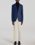 Veste En Natté De Laine Grattée Bleu Chiné - Bleu Chiné - De Fursac - The Bradery
