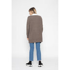 Veste Longue Abigail Taupe, 100% Cachemire, 2 Fils, Jersey, 266Gr - Femme - Perfect Cashmere - The Bradery