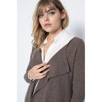 Veste Longue Abigail Taupe, 100% Cachemire, 2 Fils, Jersey, 266Gr - Femme - Perfect Cashmere - The Bradery