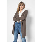Veste Longue Abigail Taupe, 100% Cachemire, 2 Fils, Jersey, 266Gr - Femme - Perfect Cashmere - The Bradery