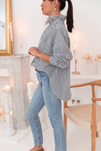 VIKTORIA Bleu Marine - Chemise Rayée