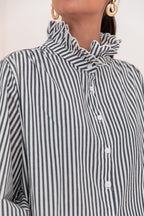 VIKTORIA Bleu Marine - Chemise Rayée