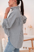 VIKTORIA Bleu Marine - Chemise Rayée