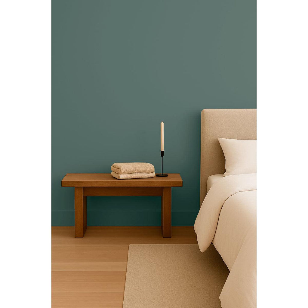 Inspiration déco : ambiance 1 avec la peinture Komorebi - teinte vert de gris fonce