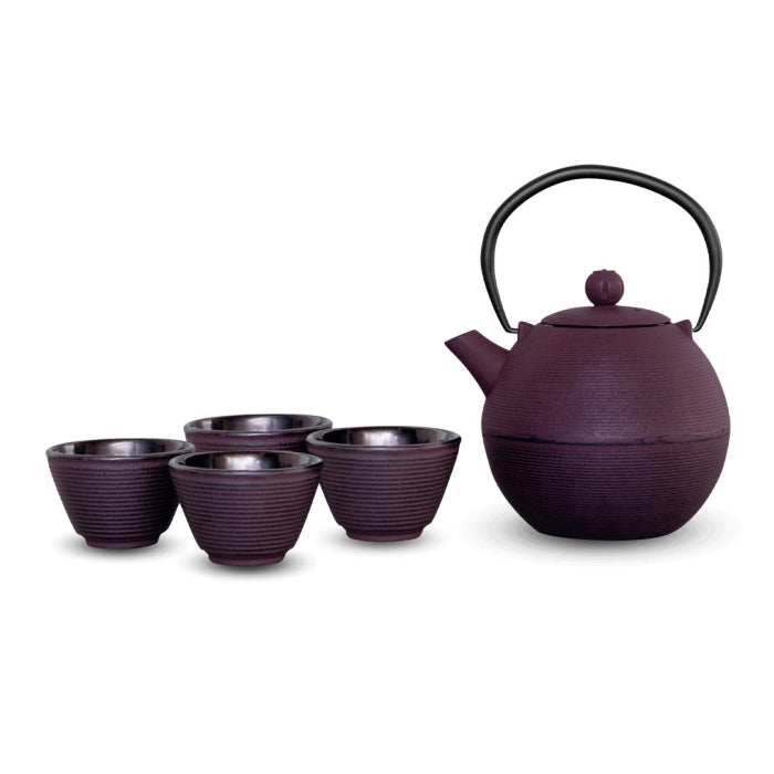 Osaka - Théière Avec Filtre Et 4 Verres - Violette - Métal - 1L