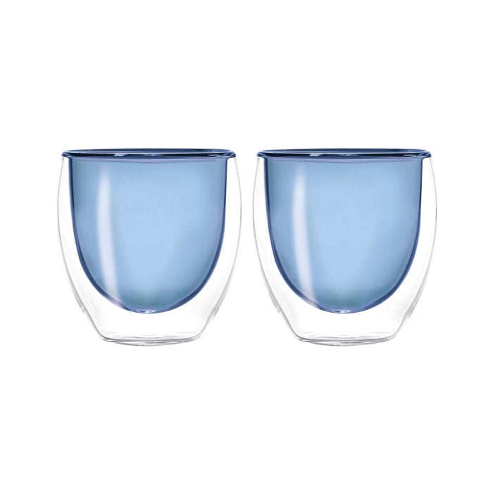 Monterey - Set De 2 Petits Verres À Double Paroi - Bleu - Verre Borosilicate - 100ml