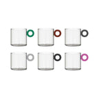 Olimpia - Set De 6 Tasses À Café Avec Poignée Colorée - Verre Borosilicate - 100ml