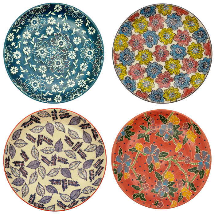 Pechino - Set De 4 Assiettes À Dessert Décorées - Céramique