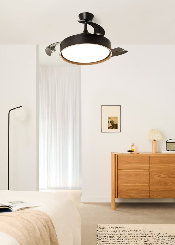 Wind Clear Edge - Ventilateur De Plafond Silencieux 40W Avec Pales Rétractables Et Lumière Led - Noir
