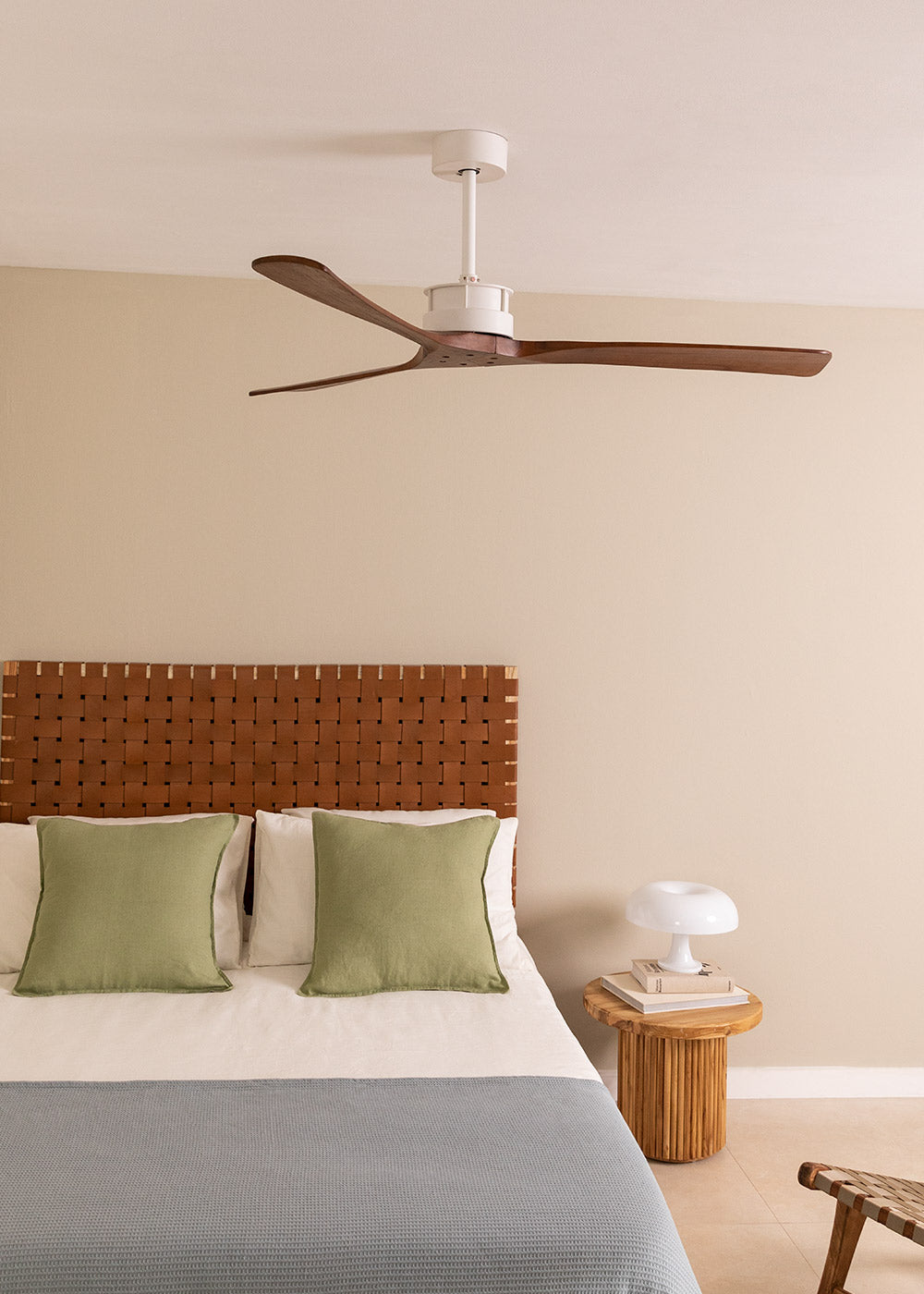 Wind Large Dc - Ventilateur De Plafond 40W Silent Xl Wifi - Blanc/Bois Foncé