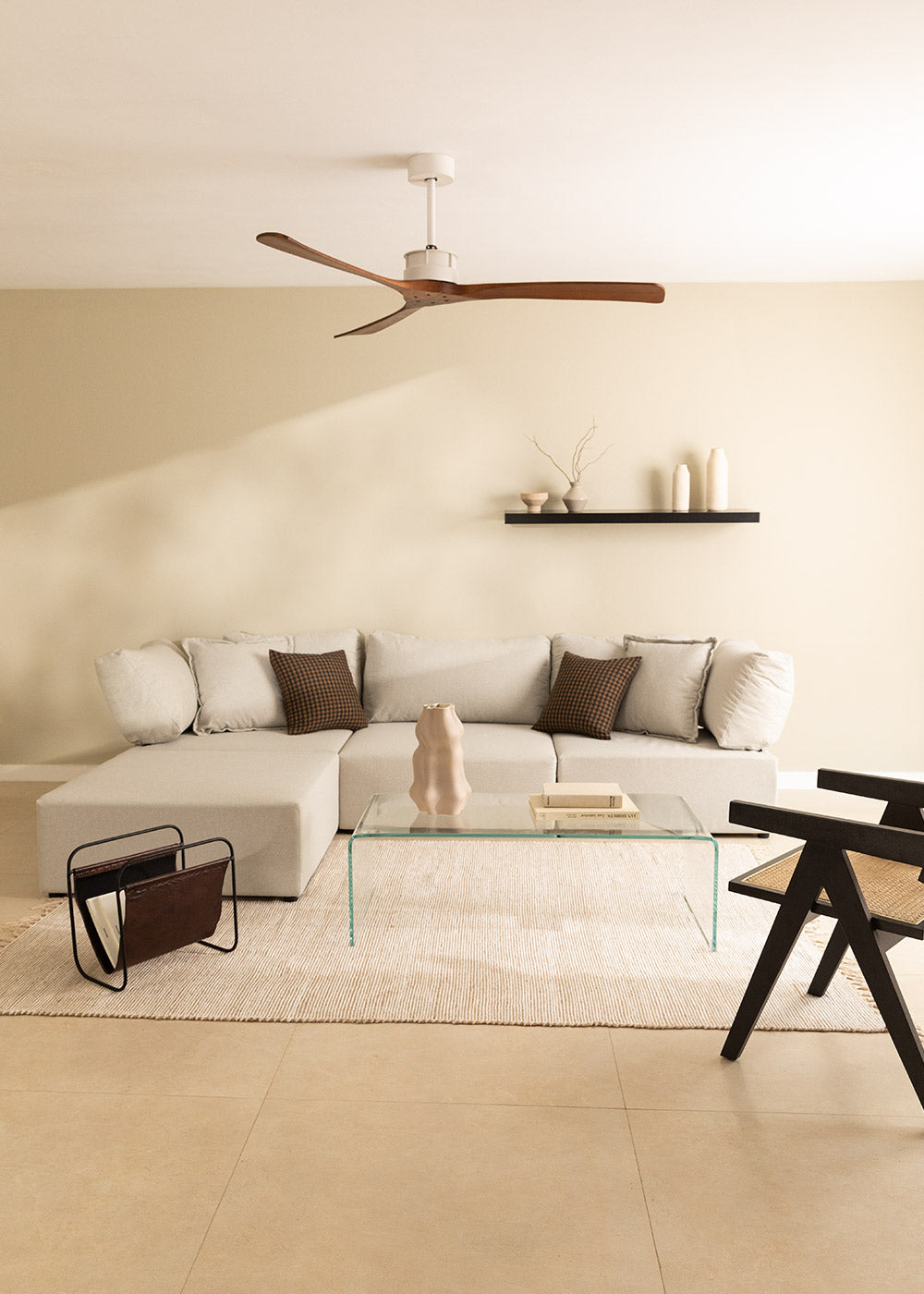 Wind Large Dc - Ventilateur De Plafond 40W Silent Xl Wifi - Blanc/Bois Foncé
