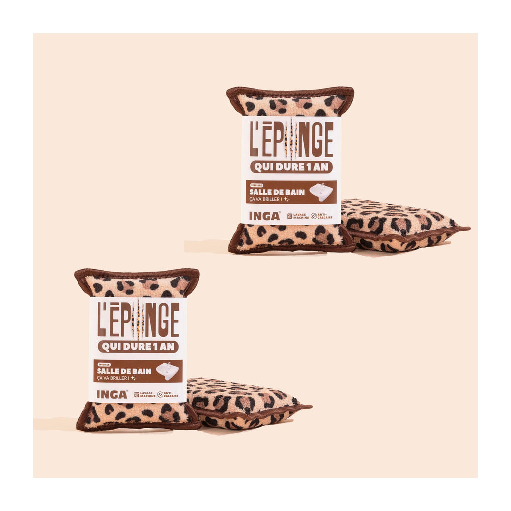 New - Duo D'Éponges Salle De Bain Léopard