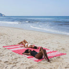 Fouta Xxl Rayée - Rouge