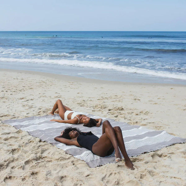 Fouta Xxl Rayée - Taupe